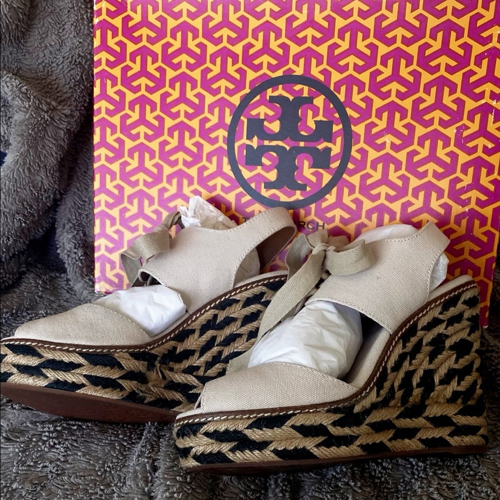 Brand New in the original box:  Tory Burch Espadrilles.